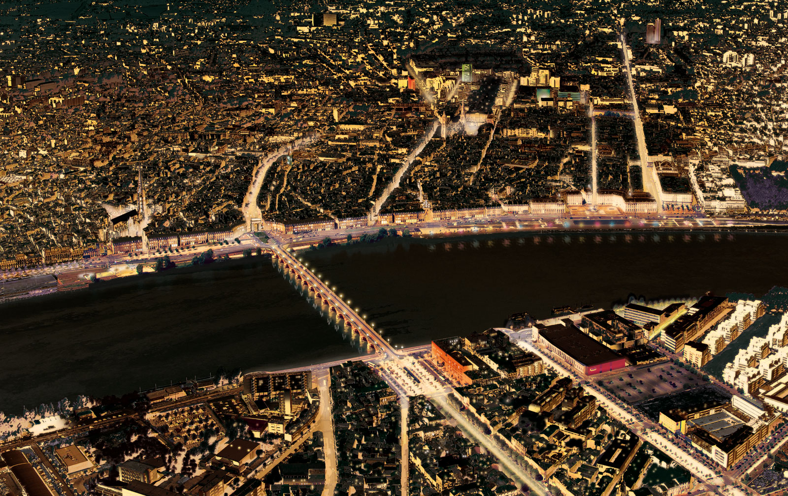 Visuel générique représentant Bordeaux de nuit pour INEO